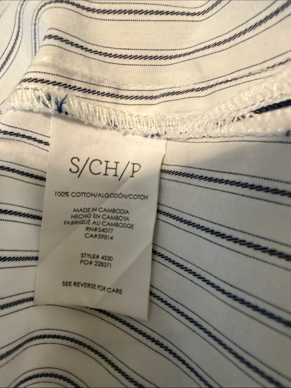 CAbi White Shirt with Black Pinstripes — Ruched Sleeve Button-Front - Picture 3 of 4